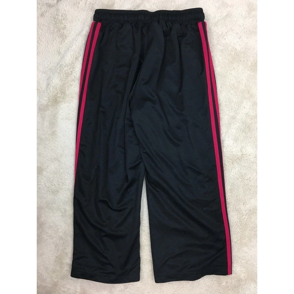 Adidas‎ Girls Size SMALL Black Athletic Pants Pink Stretch Polyester Drawstring